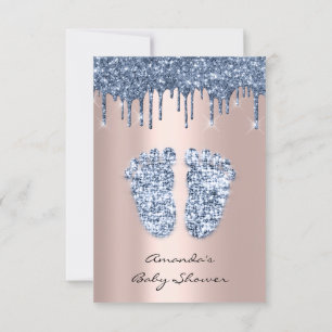 Invitation Parties scintillant  Rose Bleu bébé garçon douche 