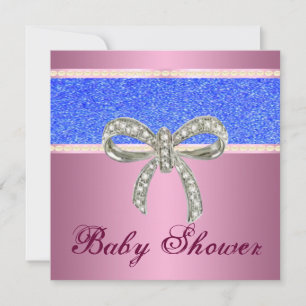 Invitation Parties scintillant rose bleu Diamond Bow Baby sho
