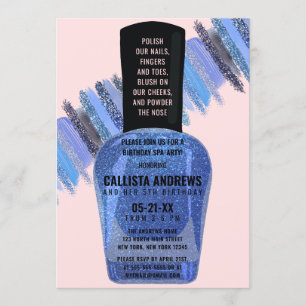 Invitation Parties scintillant rose bleu ongle Spa polonais J