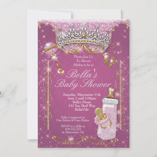 Invitation Parties scintillant rose Bling Baby Shower Invitat (Devant)