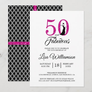 Invitation Parties scintillant rose chaud 50 Fabuleux   Fête 