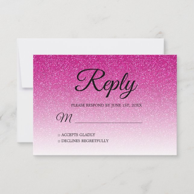 Invitation Parties scintillant rose chaud chic Ombre RSVP (Devant)