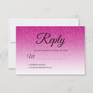 Invitation Parties scintillant rose chaud chic Ombre RSVP