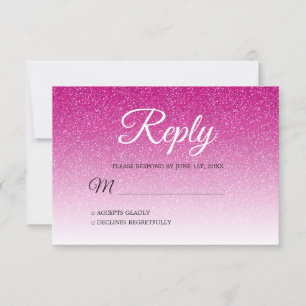 Invitation Parties scintillant rose chaud chic Ombre RSVP