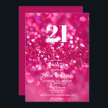 Invitation Parties scintillant rose chaud Glam 21ème annivers<br><div class="desc">Célébrez la fille d'anniversaire avec cette invitation moderne et glam 21st Birthday! Parties scintillant rose chaud devant avec arrière - plan rose solide sur le dos. L'âge et tout le texte peuvent être modifiés.</div>