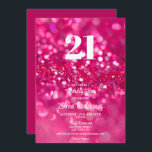 Invitation Parties scintillant rose chaud Glam 21ème annivers<br><div class="desc">Célébrez la fille d'anniversaire avec cette invitation moderne et glam 21st Birthday! Parties scintillant rose chaud devant avec arrière - plan rose solide sur le dos. L'âge et tout le texte peuvent être modifiés.</div>