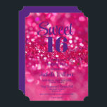 Invitation Parties scintillant rose chaud glam Sweet 16 Invit<br><div class="desc">Célébrez la fille d'anniversaire avec cette invitation moderne et glam Sweet 16 Anniversaire! Parties scintillant rose chaud devant avec arrière - plan rose solide sur le dos.</div>