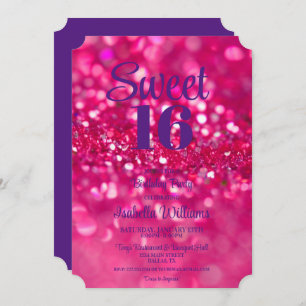 Invitation Parties scintillant rose chaud glam Sweet 16 Invit