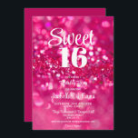 Invitation Parties scintillant rose chaud glam Sweet 16 Invit<br><div class="desc">Célébrez la fille d'anniversaire avec cette invitation moderne et glam Sweet 16 Anniversaire! Parties scintillant rose chaud devant avec arrière - plan rose solide sur le dos.</div>