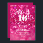 Invitation Parties scintillant rose chaud glam Sweet 16 Invit<br><div class="desc">Célébrez la fille d'anniversaire avec cette invitation moderne et glam Sweet 16 Anniversaire! Parties scintillant rose chaud devant avec arrière - plan rose solide sur le dos.</div>