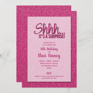 Invitation Parties scintillant rose chaud SURPRISE Anniversai