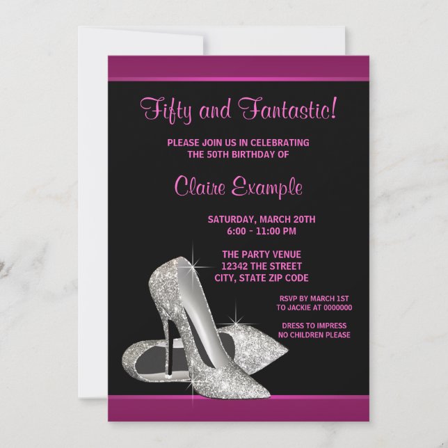 Invitation Parties scintillant rose chaud talons hauts femmes (Devant)