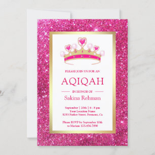 Invitation Parties scintillant rose chaud Tiara Princess Aqiq