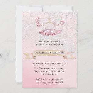 Invitation Parties scintillant rose Chaussures de Ballet & Tu