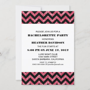 Invitation Parties scintillant rose Chevron Bachelorette