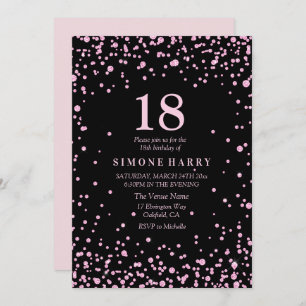 Invitation Parties scintillant rose Confetti 18e anniversaire