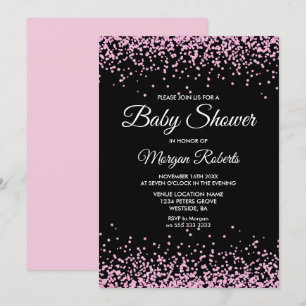 Invitation Parties scintillant rose Confetti Baby shower noir