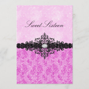 Invitation Parties scintillant rose Damask Sweet 16 Invitatio