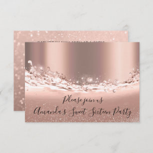 Invitation Parties scintillant Rose de 16e partie d'or doux
