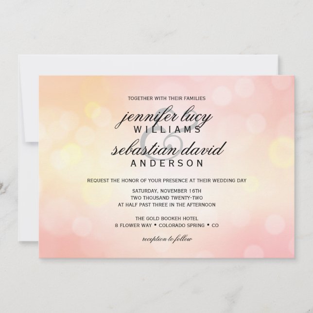 Invitation Parties scintillant rose de luxe Bokeh Light Chic  (Devant)