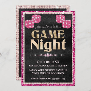 Invitation Parties scintillant rose Dice Dice Dames Game Nigh
