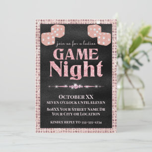 Invitation Parties scintillant rose Dice Dice Dames Game Nigh