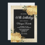Invitation Parties scintillant Rose d'or Floral 40e fête d'an<br><div class="desc">Parties scintillant Rose d'or Floral 40e anniversaire fêté Invitation</div>