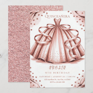 Invitation Parties scintillant rose d'or Quinceañera