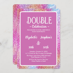 Invitation Parties scintillant rose élégant Double Anniversai