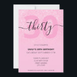 Invitation Parties scintillant rose élégant moderne 30e anniv<br><div class="desc">Parties scintillant rose moderne 30e anniversaire Invitation. Conception minimaliste de modèle d'invitation de 30e anniversaire avec élégante calligraphie écriture manuscrite.</div>