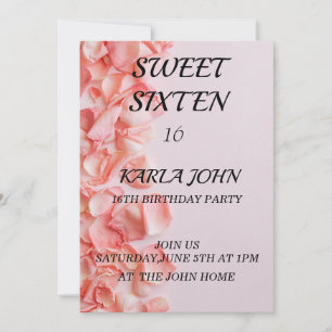 Invitation Parties scintillant rose élégant sweet sixteen Ann
