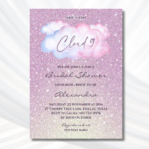 Invitation Parties scintillant rose Elle est sur Cloud 9 Fête