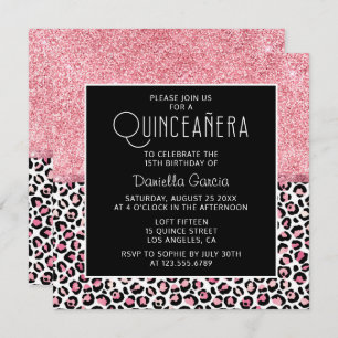Invitation Parties scintillant rose Empreinte de léopard Shim