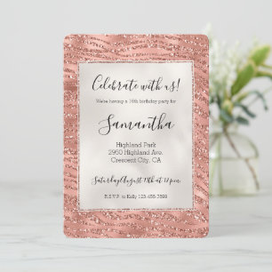 Invitation Parties scintillant rose en verre rose or Zebra Im