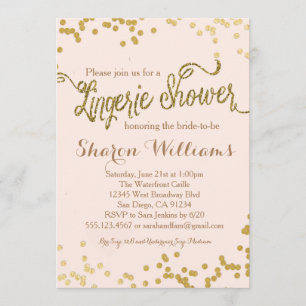 Invitation Parties scintillant rose et or Lingerie Douche Inv