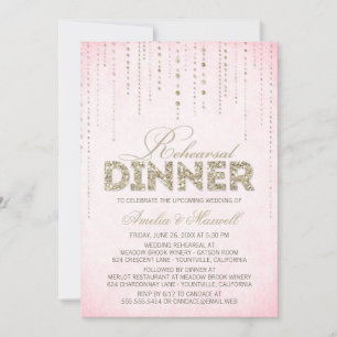 Invitation Parties scintillant rose et or Regarder Dîner de r