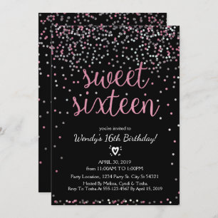 Invitation Parties scintillant Rose et Silver Sweet 16 Annive