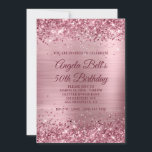 Invitation Parties scintillant rose étincelante et Foil 50e a<br><div class="desc">Une élégante invitation monogrammée à 50ème anniversaire pour elle. Parties scintillant de vin rose Faux avec étincelles contre un faux design graphique en feuille de métal brossé rose. Le chic blanc avec le vin bordeaux goutte ombre calligraphie monogramme dans le centre peut être customisé. Tous les éléments brillants et brillants...</div>
