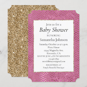 Invitation Parties scintillant rose étincelle Baby shower Gol