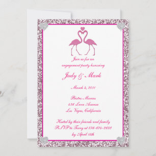 Invitation Parties scintillant rose Faux Flamant rose Engagem