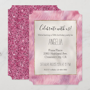 Invitation Parties scintillant rose Fille Coton Candy