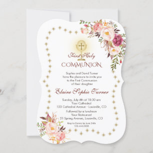 Invitation Parties scintillant rose florale or éclate la sain
