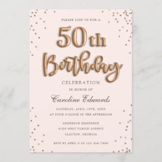Invitation Parties scintillant Rose Foil Ballons 50e annivers