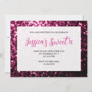 Invitation Parties scintillant rose foncé brillant Sweet 16 é