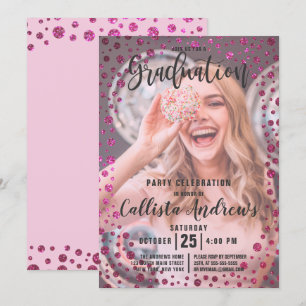 Invitation Parties scintillant rose Fuchsia Confetti