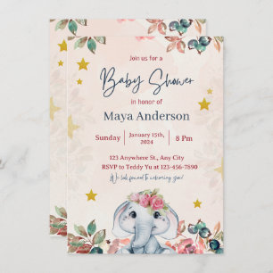 Invitation parties scintillant rose girly mignon baby shower