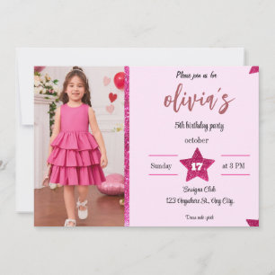 Invitation parties scintillant rose girly mignonne