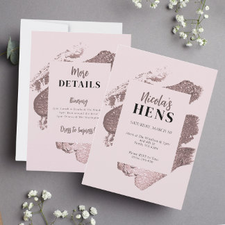 Invitation Parties scintillant rose Glam Hens Party Invitatio