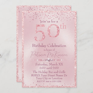 Invitation Parties scintillant rose glamour 50e anniversaire