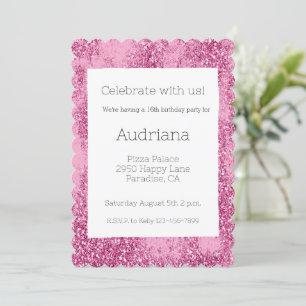Invitation Parties scintillant rose Glitz étincelle 16e anniv